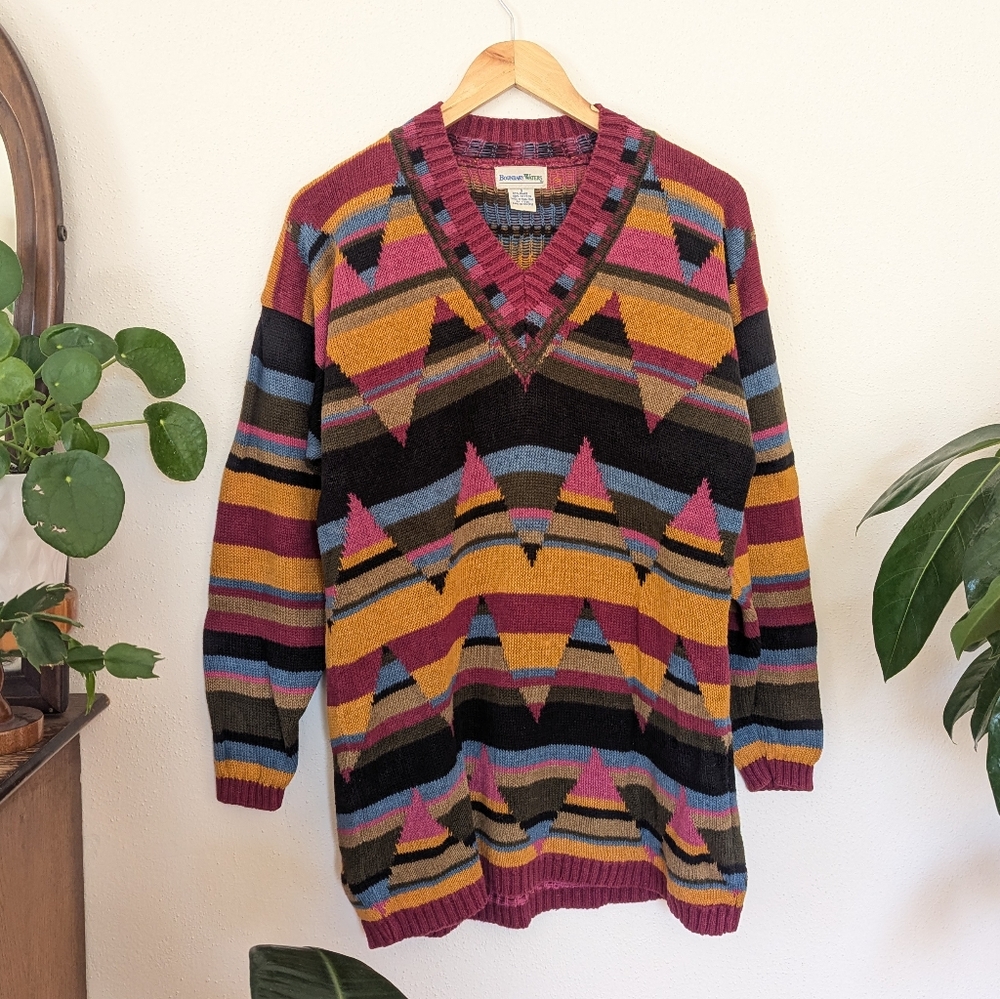 Boundary Waters | Funky Multicolored Geometric Knit Sweater